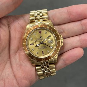 ロレックス GMTマスターII Ref.16718RG シャンパン3Pルビー&8Pダイヤ 