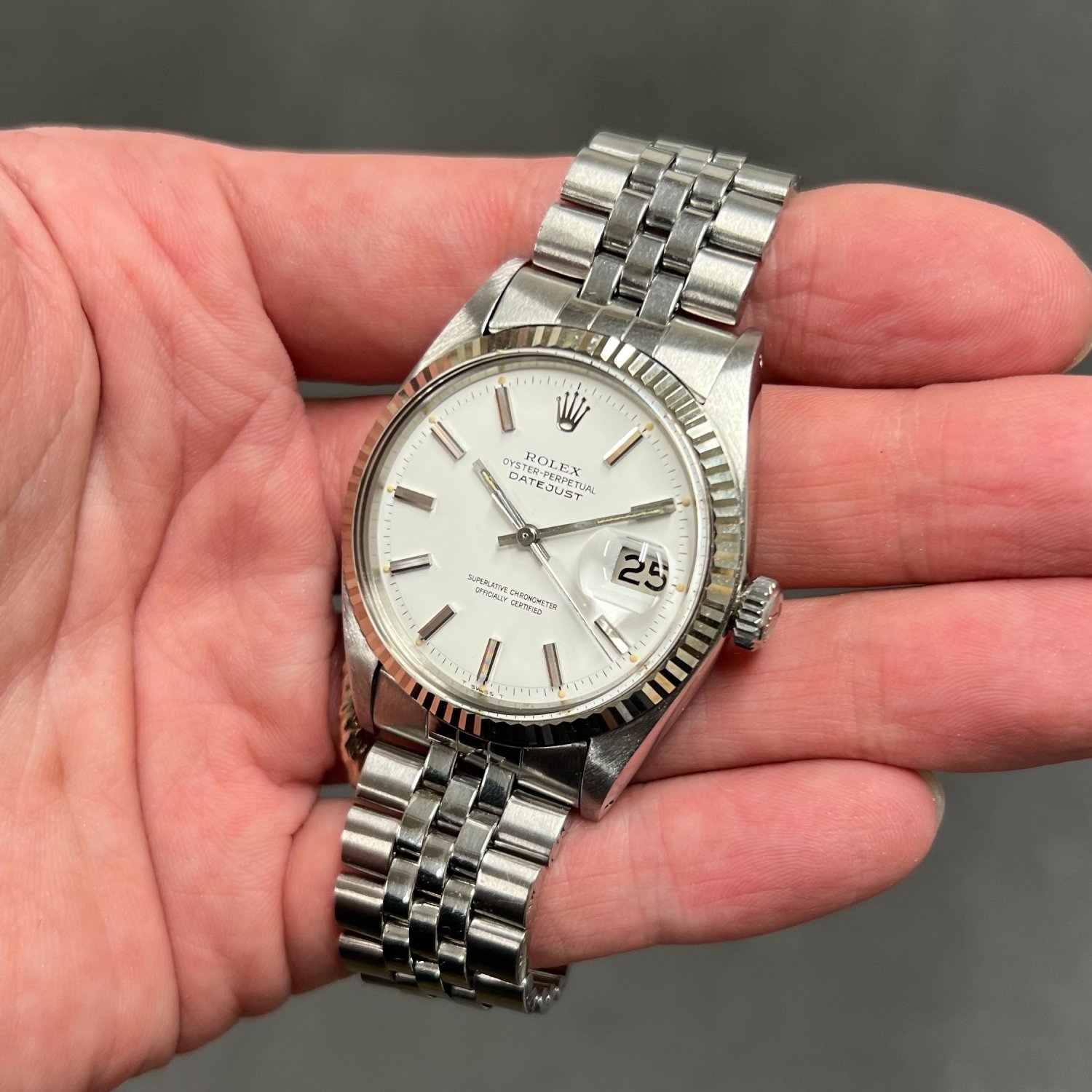 ロレックス デイトジャスト 1601自動巻き 時計 ROLEX ヴィンテージ ロレックス デイトジャスト Ref.1601/4 ホワイトダイヤル ヴィンテージ