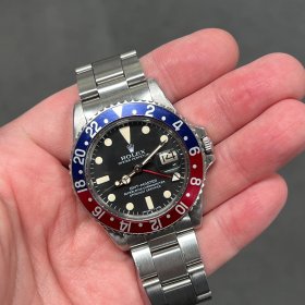 ロレックス GMTマスターI 1675 赤/青ベゼル MK5ダイヤル MK2ベゼル