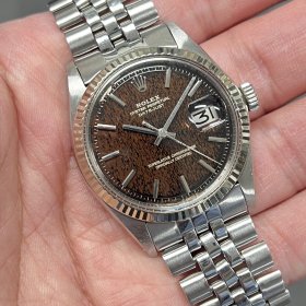 ロレックス デイトジャスト 1601/4 ブラックダイヤル トロピカルミラー 夜光なし