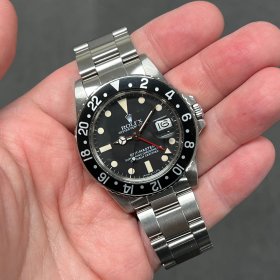 ロレックス GMTマスターI 16750 ブラックベゼル フチなしダイヤル オリジナルベゼル