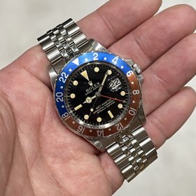 ロレックス GMTマスターI 1675 赤/青ベゼル ミラーダイヤル MK2ベゼル