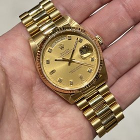 ロレックス デイデイト 18038A シャンパン10Pダイヤ