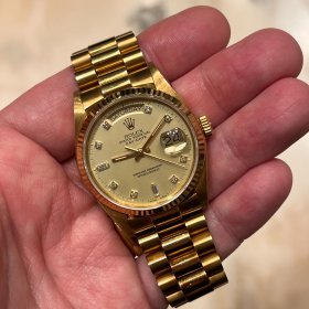 ロレックス デイデイト 18038A ライトシャンパン10Pダイヤ