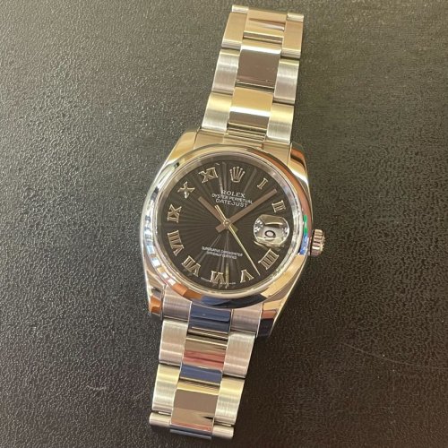 ロレックス デイトジャスト Ref.116200 ブラックサンビームローマ