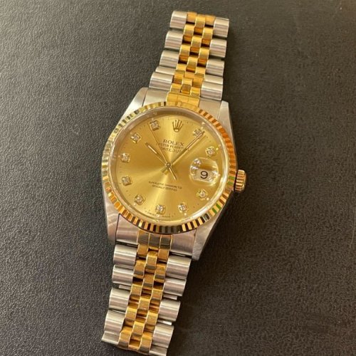 ロレックス デイトジャスト Ref.16233G シャンパン10Pダイヤ