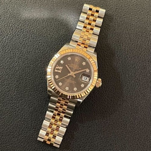 ロレックス デイトジャスト28 Ref.279171G チョコレートブラウン9PスターダイヤIXダイヤ