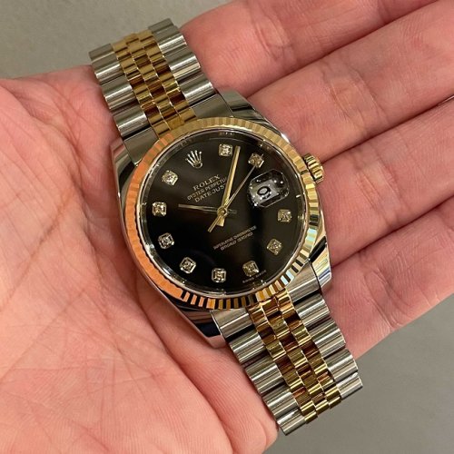 ロレックス デイトジャスト Ref.116233G ブラック10Pダイヤ