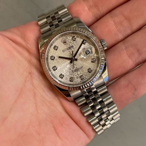 ロレックス デイトジャスト Ref.116234G シルバー彫コンピューター10Pダイヤ