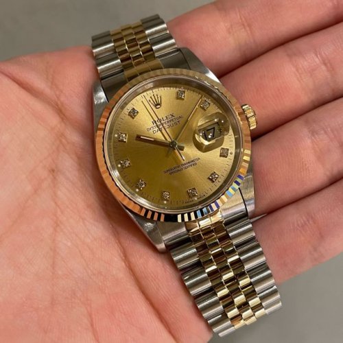 ロレックス デイトジャスト Ref.16233G シャンパン10Pダイヤ