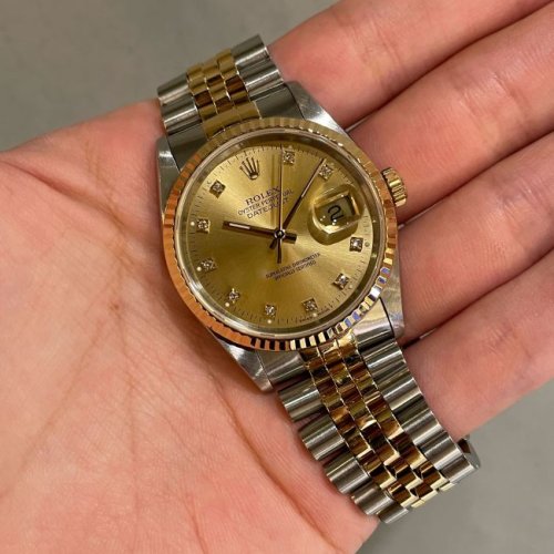 ロレックス デイトジャスト Ref.16233G シャンパン10Pダイヤ