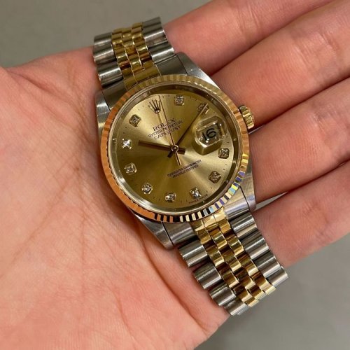 ロレックス デイトジャスト Ref.16233G シャンパン10Pダイヤ