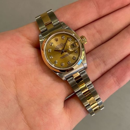 ロレックス デイトジャスト Ref.79163G シャンパン10Pダイヤ