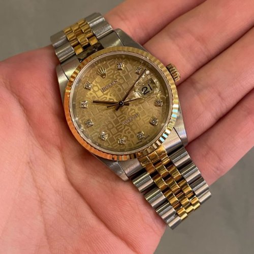 ロレックス デイトジャスト Ref.16233G シャンパンコンピューター10Pダイヤ