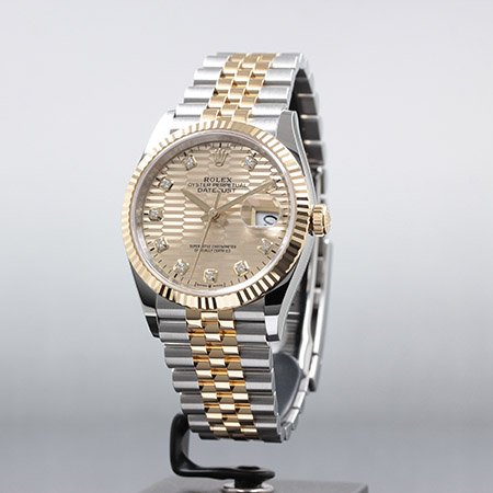 【正規品　ROLEX】デイトジャスト ダイヤ10P ロレックス デイトジャスト36 Ref.126233G ゴールデンフルーテッド