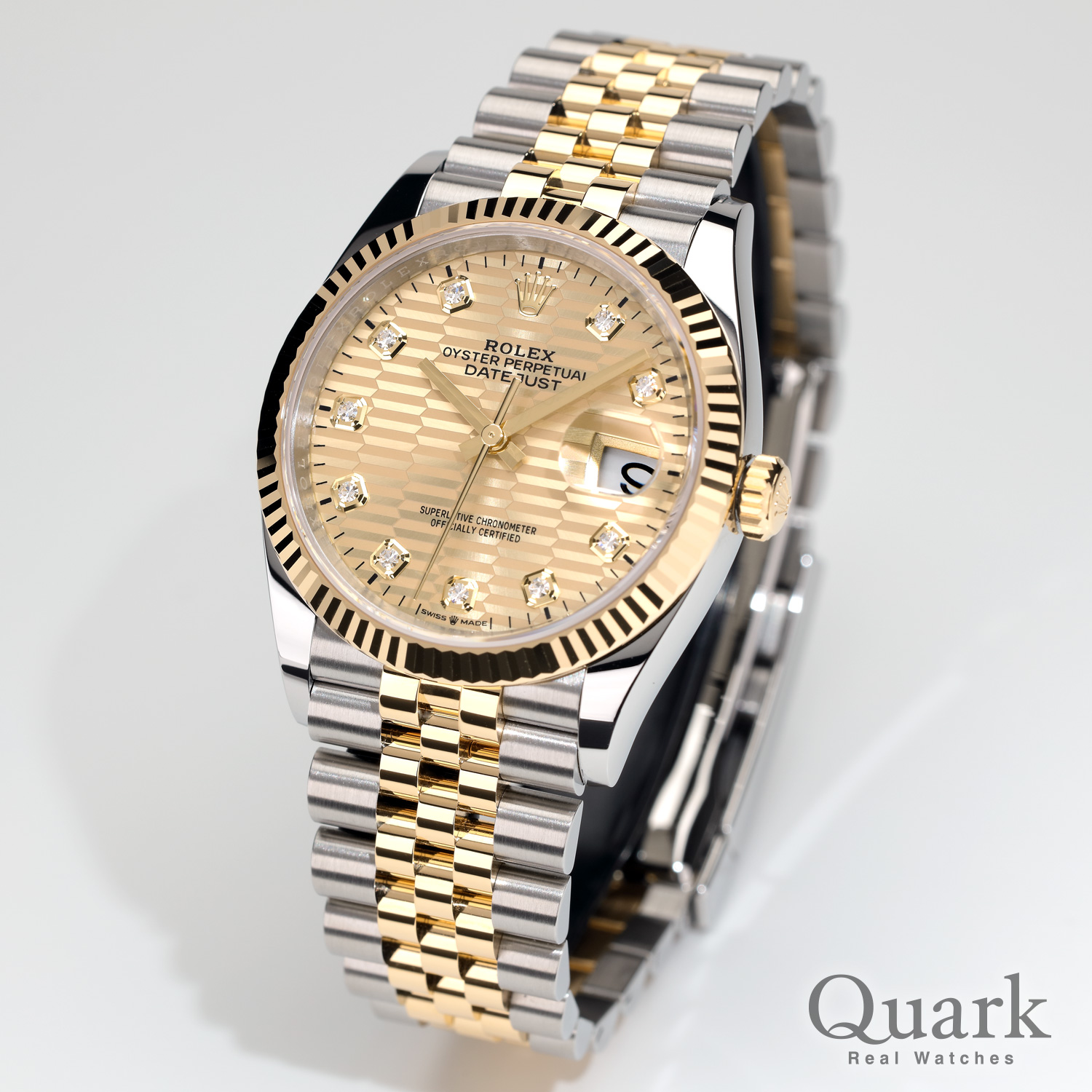 ロレックス デイトジャスト36 Ref.126233G ゴールデンフルーテッドモチーフ10Pダイヤ