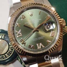 ロレックス デイトジャスト36 126233G オリーブグリーンローマVI&IXダイヤ