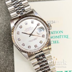 ロレックス デイトジャスト 16234G シルバー10Pダイヤ